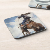  Westerne cowboys, Bucking by NC Wyeth Onderzetter (Linkerzijde)