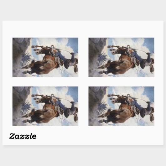 Westerne cowboys, Bucking by NC Wyeth Rechthoekige Sticker (Vel)