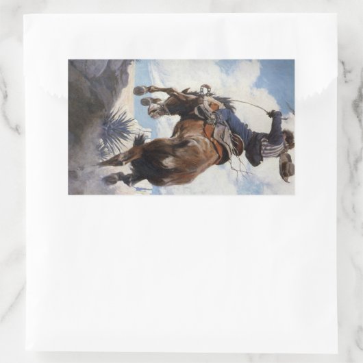  Westerne cowboys, Bucking by NC Wyeth Rechthoekige Sticker (Tas)