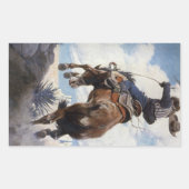 Westerne cowboys, Bucking by NC Wyeth Rechthoekige Sticker (Voorkant)
