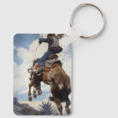  Westerne cowboys, Bucking by NC Wyeth Sleutelhanger (Achterkant)