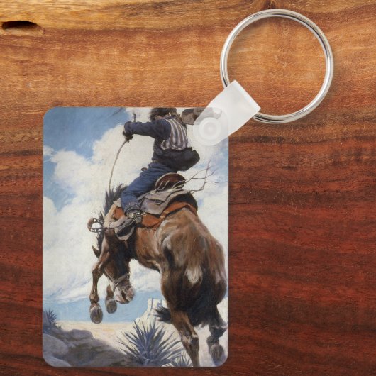  Westerne cowboys, Bucking by NC Wyeth Sleutelhanger (Achterkant)