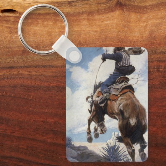 Westerne cowboys, Bucking by NC Wyeth Sleutelhanger (Voorkant)