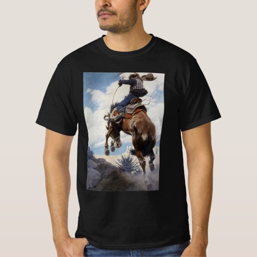  Westerne cowboys, Bucking by NC Wyeth T-shirt (Voorkant)