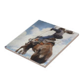  Westerne cowboys, Bucking by NC Wyeth Tegeltje (Zijkant)