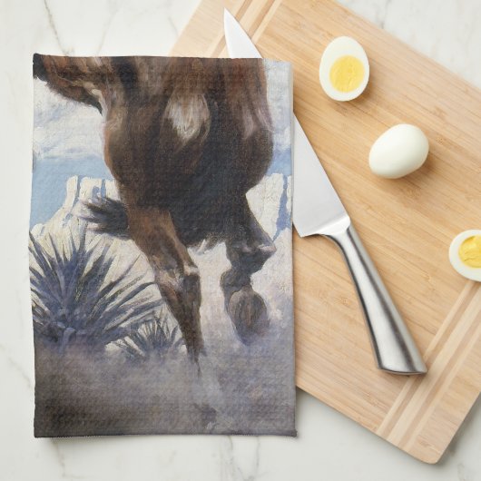  Westerne cowboys, Bucking by NC Wyeth Theedoek (Quarter Fold)