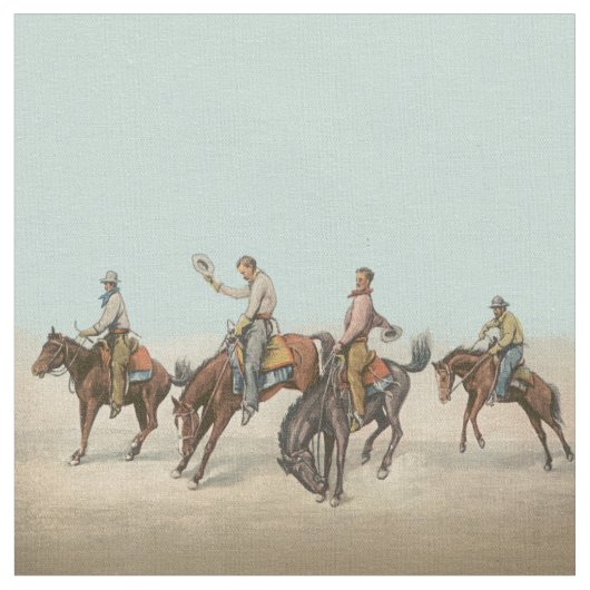  Westerne cowboys Bucking Horses Fabric Stof (Close Up)