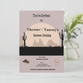 Westerne cowboys en indianen kostuum thema bruilof kaart (Staand voorkant)