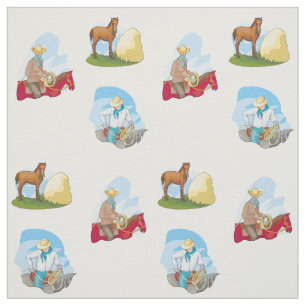 Westerne cowboys en paarden ELKE KLEUR Stof