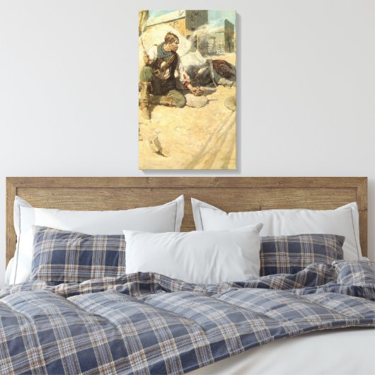 Westerne cowboys, Hopby NC Wyeth Canvas Afdruk (Insitu (Slaapkamer))