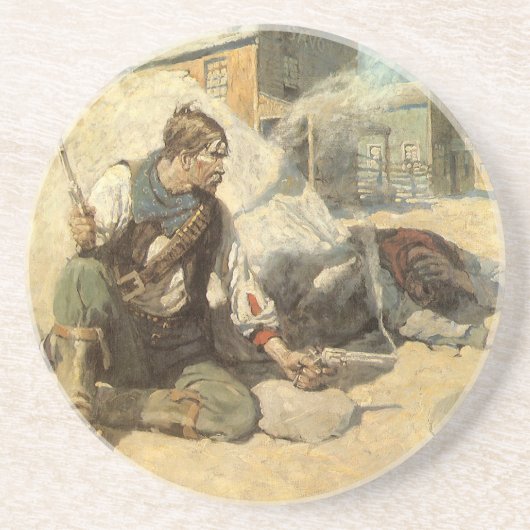 Westerne cowboys, Hopby NC Wyeth Zandsteen Onderzetter (Voorkant)