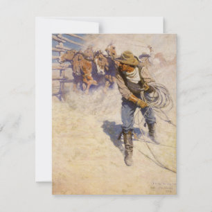 Westerne cowboys in de Corral door NC Wyeth