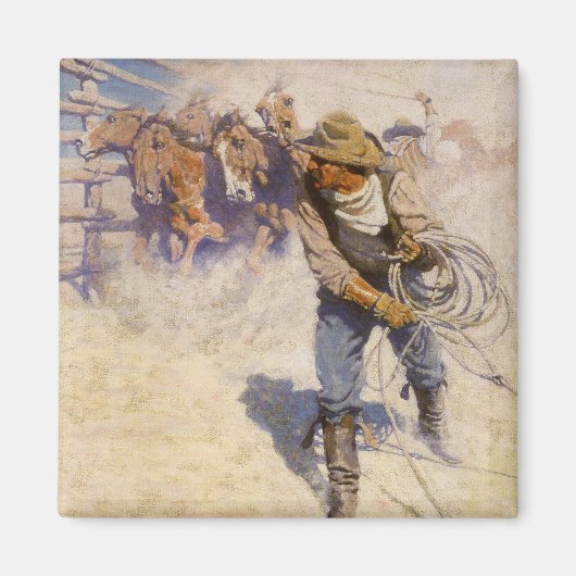 Westerne cowboys in de Corral door NC Wyeth Magneet (Voorkant)