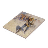  Westerne cowboys in de Corral door NC Wyeth Tegeltje (Zijkant)