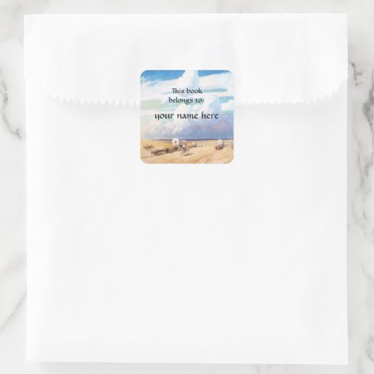  Westerne cowboys, NC Wyeth Bookplate Vierkante Sticker (Tas)