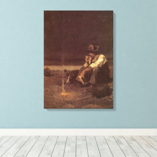  Westerne cowboys, Plains Herder by NC Wyeth Canvas Afdruk (Insitu (Houten vloer))