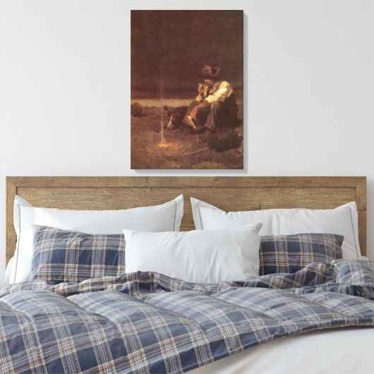  Westerne cowboys, Plains Herder by NC Wyeth Canvas Afdruk (Insitu (Slaapkamer))