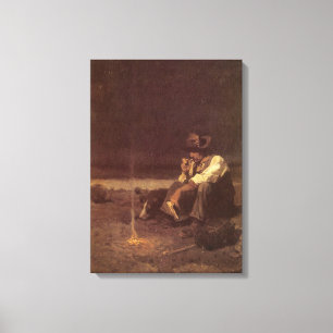 Westerne cowboys, Plains Herder by NC Wyeth Canvas Afdruk