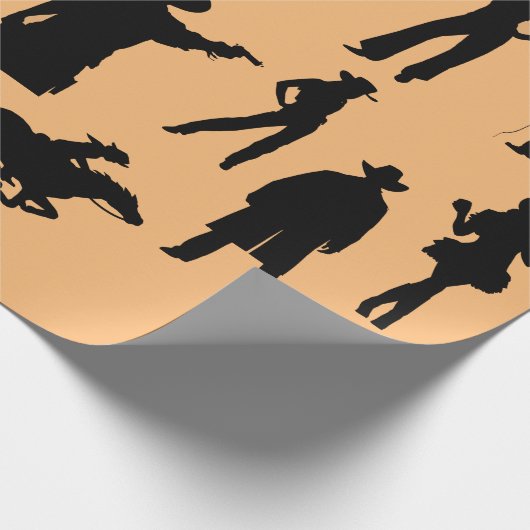 Westerne cowboys rodeo silhouettes cadeaupapier (Hoek)