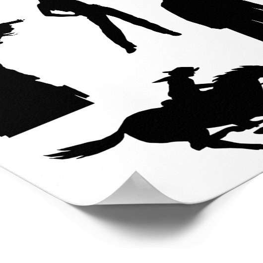 Westerne cowboys rodeo silhouettes poster (Hoek)