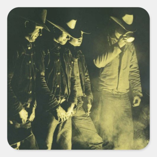  Westerne cowboys rond vuur Vierkante Sticker (Voorkant)