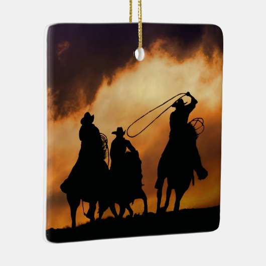 Westerne Cowboys Roping Keramisch Ornament (Rechts)