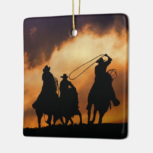 Westerne Cowboys Roping Keramisch Ornament (Links)