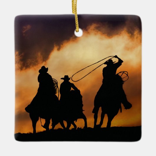 Westerne Cowboys Roping Keramisch Ornament (Voorkant)