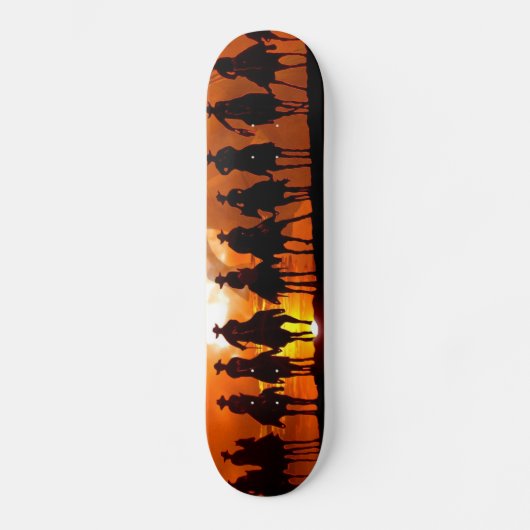 Westerne Cowboys sunset wild west Skateboard dek (Voorkant)