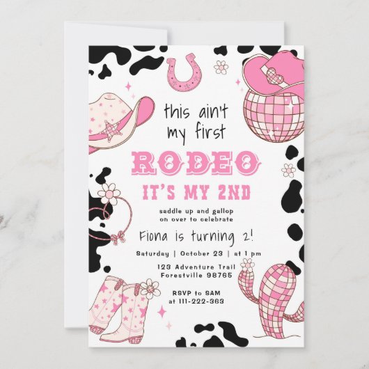 Westerne cowgirl 2e Rodeo foto Verjaardagsfeest Kaart (Voorkant)