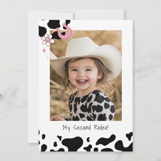 Westerne cowgirl 2e Rodeo foto Verjaardagsfeest Kaart (Achterkant)