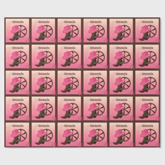 Westerne Cowgirl - aangepaste cadeauverpakking Cadeaupapier (Vlak)