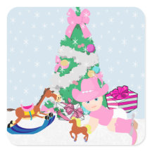 Westerne Cowgirl Baby kerstboomscène