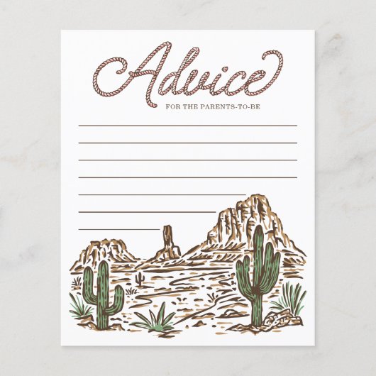 Westerne Cowgirl Baby shower Advies Kaarten (Voorkant)