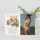 Westerne Cowgirl Baby shower Fotouitnodiging Kaart (Staand voorkant)