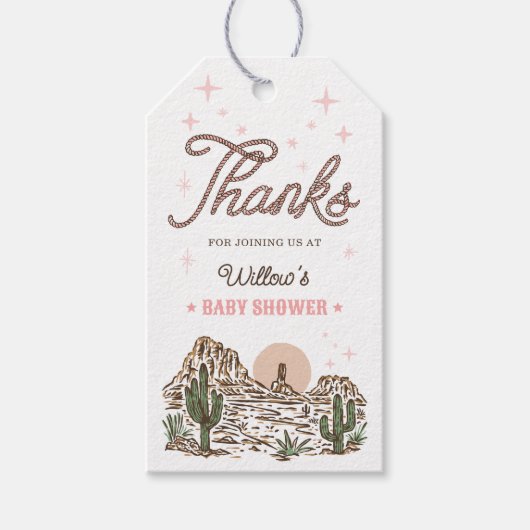 Westerne Cowgirl Baby shower gunst Cadeaulabel (Voorkant)