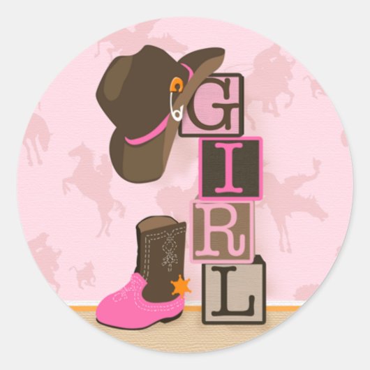 Westerne Cowgirl Baby shower Sticker (Voorkant)