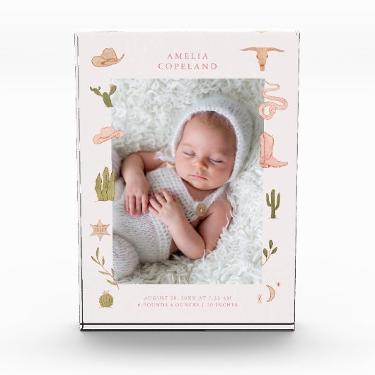 Westerne Cowgirl Baby Verticale foto Keepsake (Voorkant)