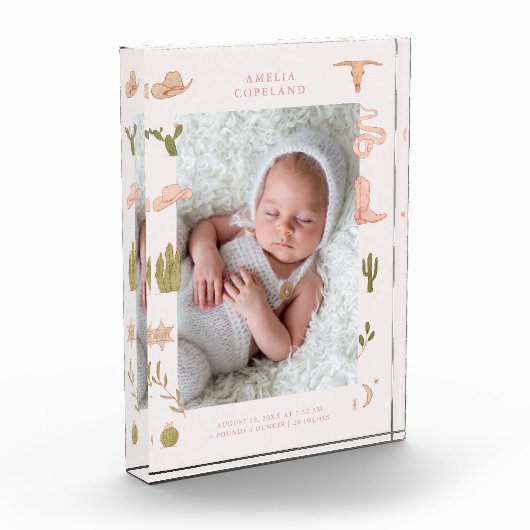 Westerne Cowgirl Baby Verticale foto Keepsake (Links)