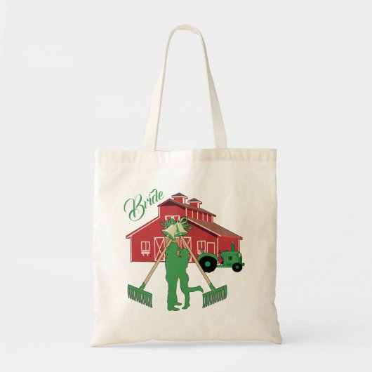 Westerne Cowgirl Barn Boerderij Wedding Bride Canv Tote Bag (Voorkant)