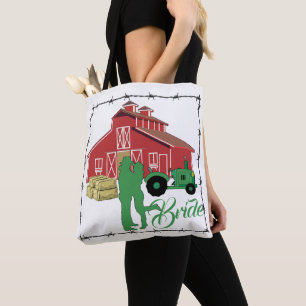 Westerne Cowgirl Barn Boerderij Wedding Bride Canv Tote Bag