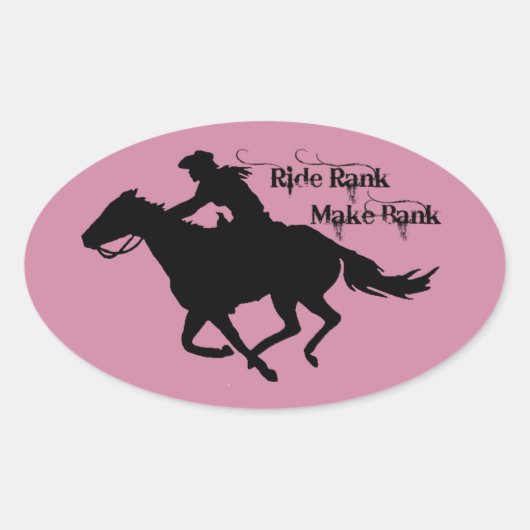 Westerne Cowgirl Barrel Racer Ride Rank Sticker (Voorkant)