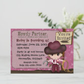 Westerne Cowgirl Birthday Invites Kaart (Staand voorkant)