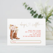 Westerne Cowgirl Bloemen Laarzen Luier Raffle Informatiekaartje (Staand voorkant)