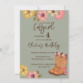 Westerne Cowgirl Boho Flowers Boots Verjaardag Kaart (Voorkant)