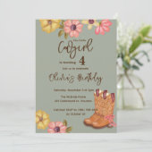 Westerne Cowgirl Boho Flowers Boots Verjaardag Kaart (Staand voorkant)