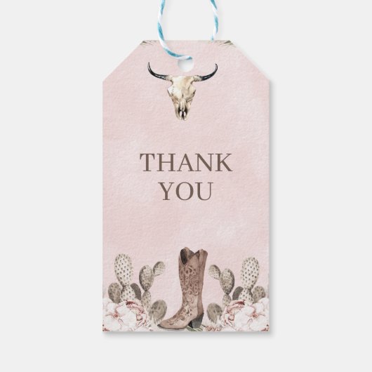 Westerne Cowgirl Boot Verjaardag Gift Label Cadeaulabel (Achterkant)