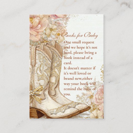 Westerne Cowgirl Boots Bloemen Boeken voor Baby Informatiekaartje (Voorkant)