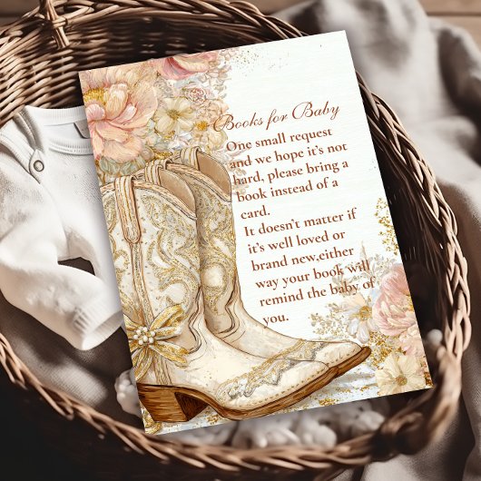 Westerne Cowgirl Boots Bloemen Boeken voor Baby Informatiekaartje