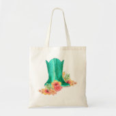 Westerne Cowgirl Boots en Flowers Canvas tas (Voorkant)
